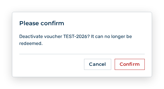 Query before the deactivation of a voucher
