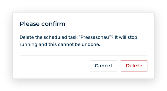 Query before the deletion of a scheduled task